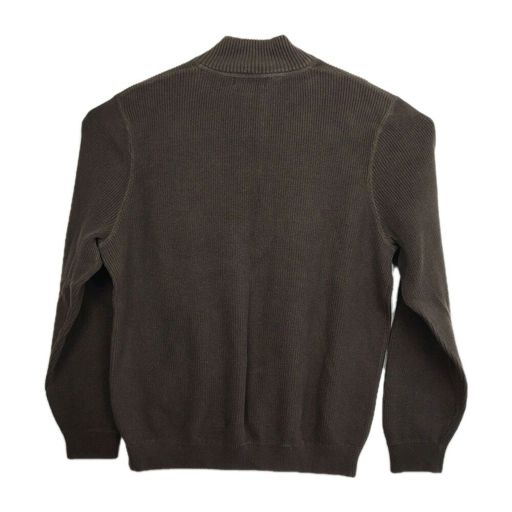 VTG Eddie‎ Bauer 1/4-zip men's pullover sweater, XL Tall, brown, stand up collar - Picture 8 of 10